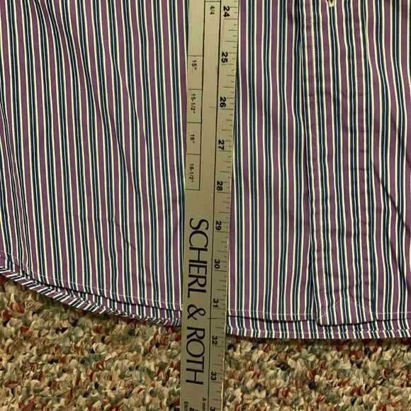 Ralph Lauren Purple Blue White Stripe Long Sleeve Button Down Dress Shirt Sz XL - Picture 8 of 9
